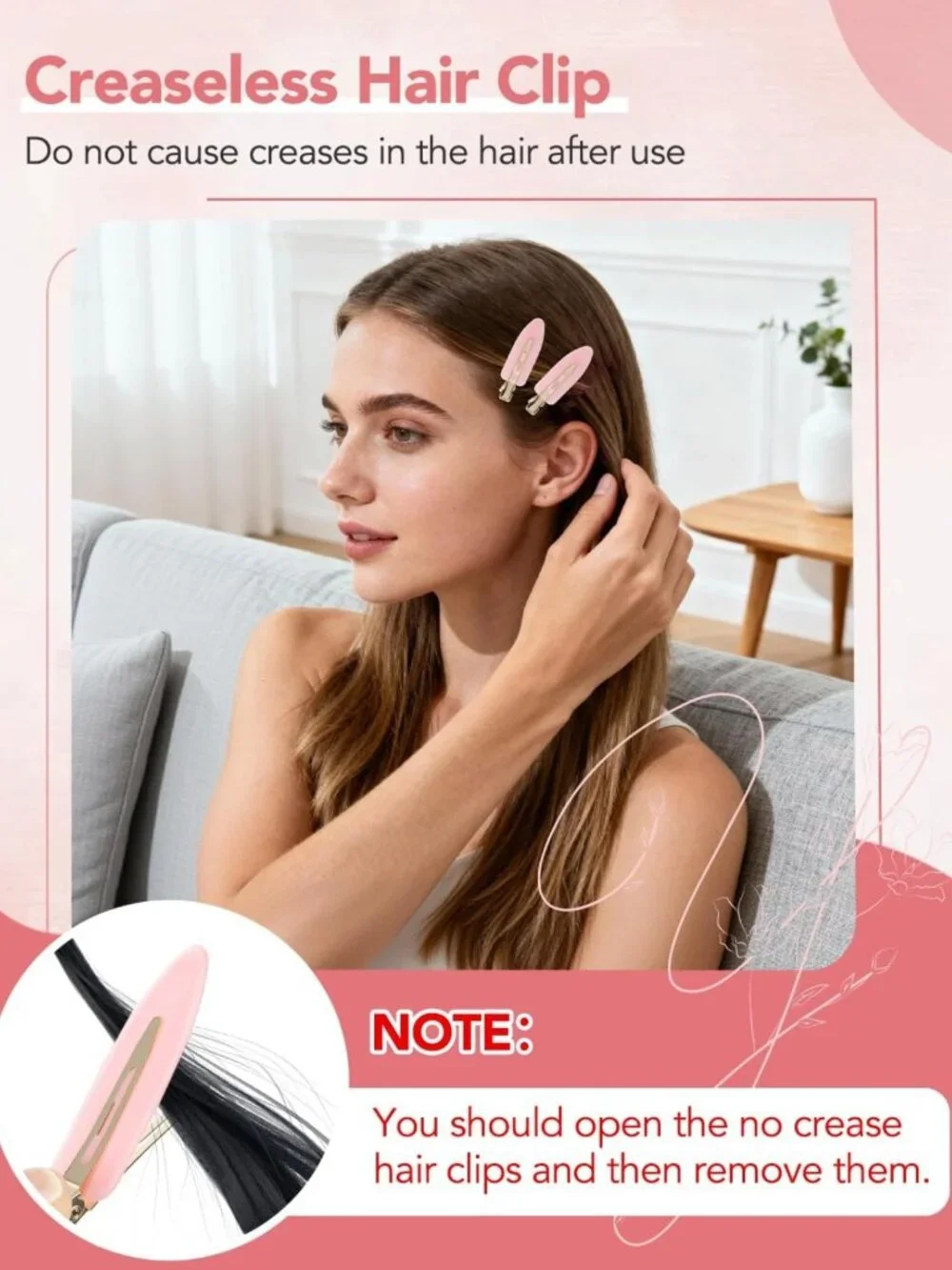 6 Pcs Creaseless Flat Hair Clips for Makeup & Daily Beauty Routine - No Creases!
